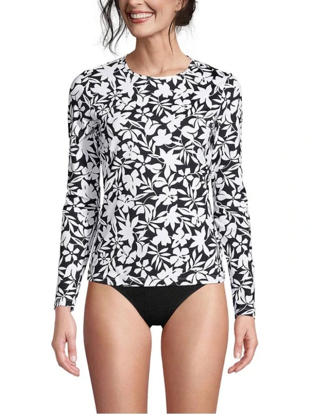 Lands End Women Sunshade UPF 50 long sleeve rashguard swim top shirt 14 16